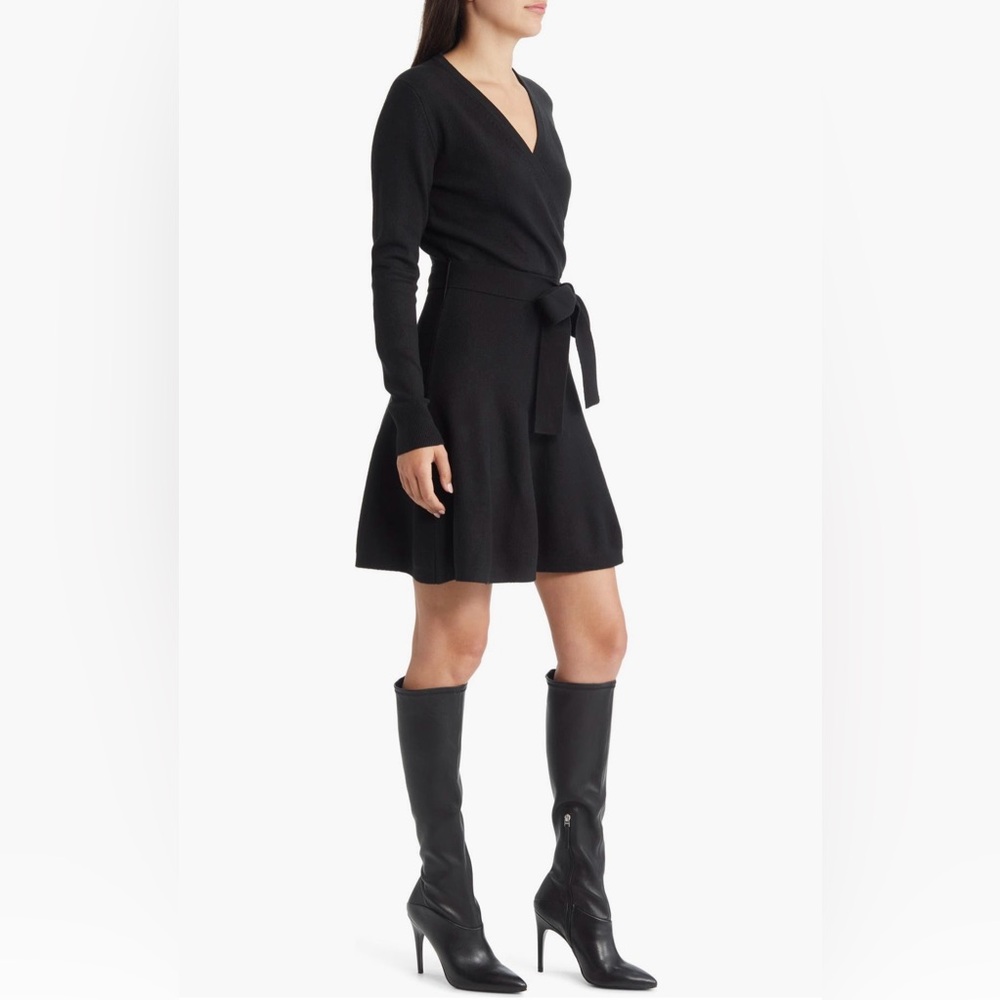 NWT French Connection Black Faux Wrap Dress